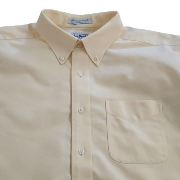 L.l. Bean Yellow Thick Button-Up Dress Shirt - Picture 3 of 7